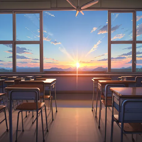 Classroom Photo High School Blue Sky Sunset West Sun