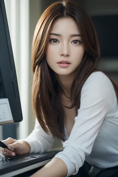 (realisitic、hight resolution:1.3)、realisitic、realistic、One woman with a perfect figure、Working on a computer、suits、eye glass、Engineers、Beautuful Women、hiquality