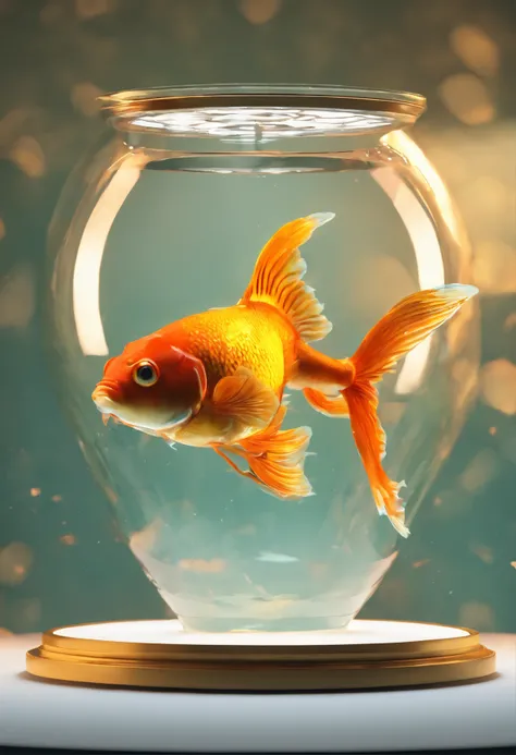 Goldfish in a round aquarium