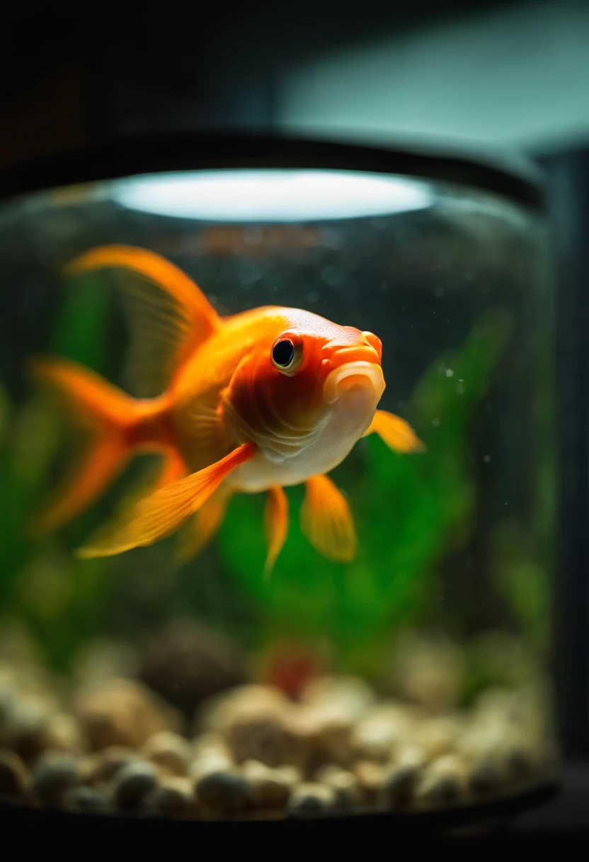 Goldfish in a round aquarium