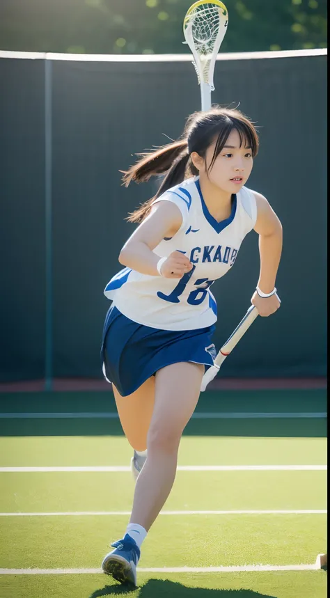 japanese very cute lady play lacrosse on the school gymnasium,age20,enter the whole body,RAW photo,womens athletics wear,best quality,realistic, photo-realistic, best quality ,masterpiece,an extremely delicate and beautiful,very realistic,extremely detaile...