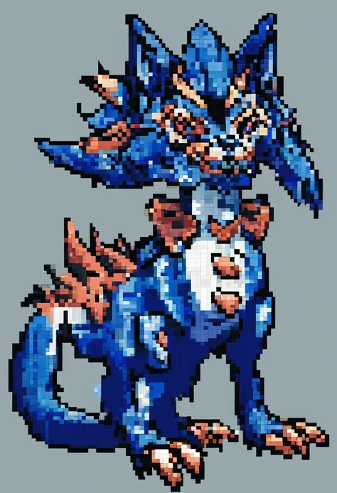 blue  wolf Dragon digimon