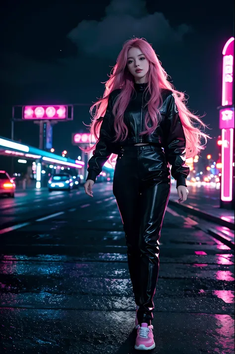 (best quality,4k,highres:1.2),ultra-detailed,(realistic:1.37)
Long pink hair woman,night,neon,flying saucer,abduction,galaxy background,neon lights,black clothes with led,
futuristic cityscape,reflection on wet pavement,dynamic motion,clouds swirling,vibra...