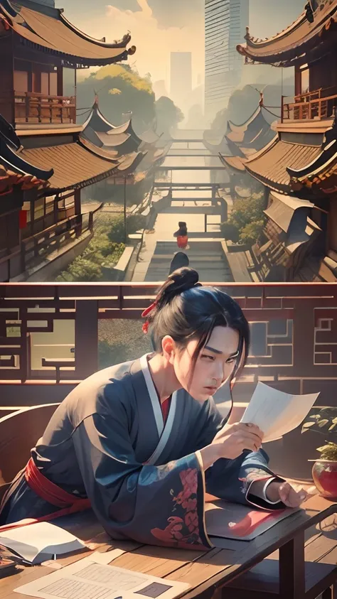 （A young man in a Taoist robe，are standing, The expression is helpless，uncomfortable） （A dilapidated Taoist temple） （Look at a contract on the table） To "forge a firm sense of the Chinese national community."，Building the Chinese Dream Together" as the the...