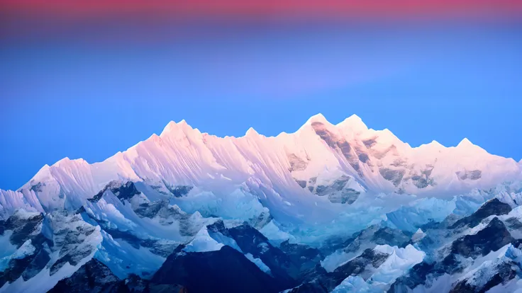 layer after layer of mountain ranges in the himalayas in atmospheric late afternoon cinematic light