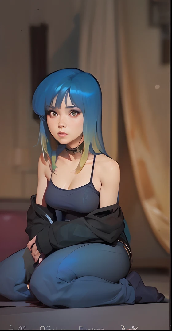 masterpiece, highest quality, realistic, subsurface scattering, chromatic lighting, colorized, red + yellow + green + blue limited color palette, detailed concept drawing, line-art, illustration, mature woman, H cup breast, half naked