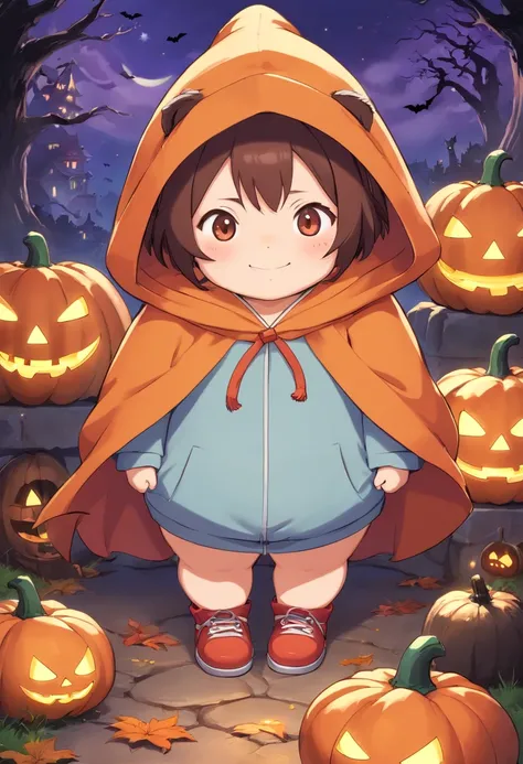 Chibi Halloween chubby smile with hood