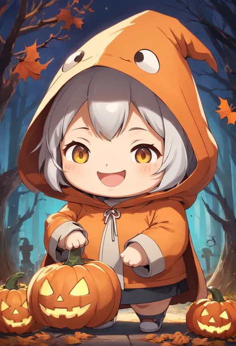 Chibi Halloween chubby smile with hood