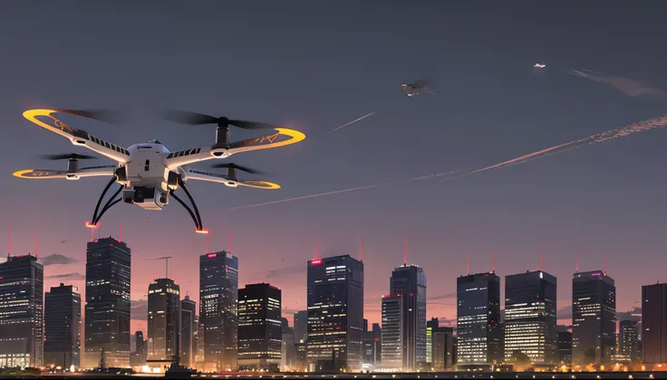 unmanned aerial vehicle in the city sky,night --auto --s2