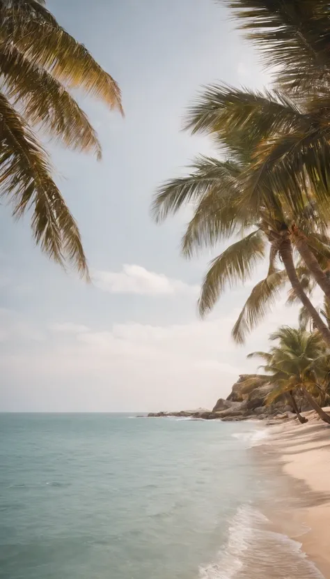 Palm tree  em praia imagem em forma de paisagem/