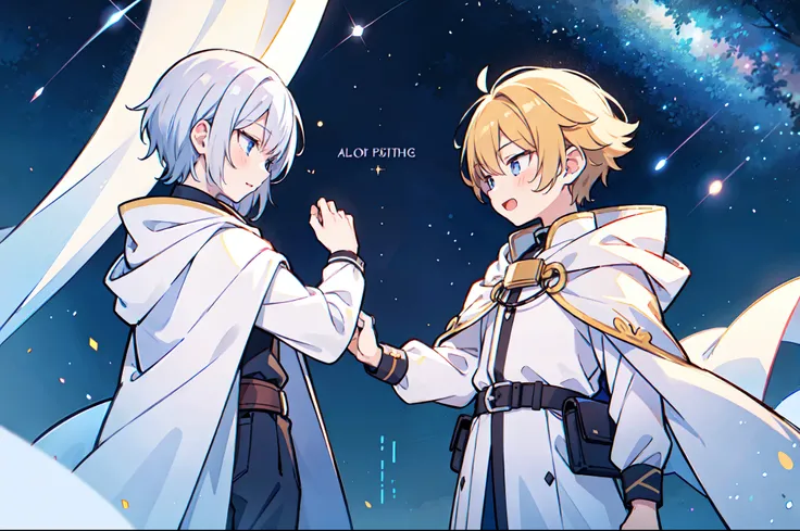 2Boy, Starry sky, White cloak,boy relationship