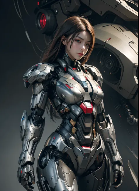 Textured skin, Super Detail, high details, High quality, Best Quality, hight resolution, 1080p, hard disk, Beautiful,(War Machine),beautiful cyborg woman,Mecha Cyborg Girl,Battle Mode,Girl with a Mecha Body,She wears a futuristic war machine weapon mech,Fu...