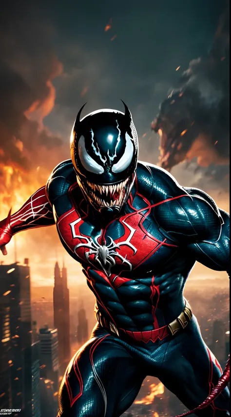 Venom Marvel super strong, muscular, ABS, 35mm lens, photography, ultra details, HDR, UHD,8K --auto