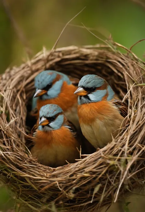 sparrows in their nests