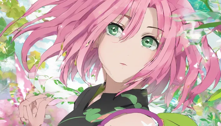 Sakura haruno, 1 girl, naked, bob hair, pink hair, green eyes, tiny pussy, tiny tits