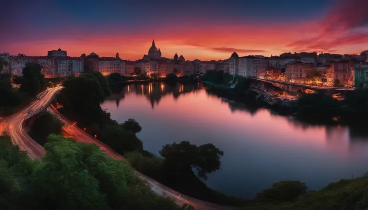 um cidade sombria a meia noite meio vampirica