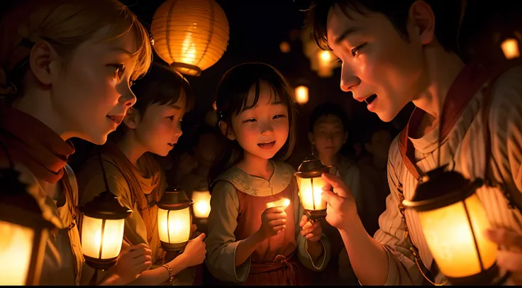 A festive scene with villagers celebrating, holding lanterns, and enjoying the firefly display.
Art Form: Photography (24mm)
Inspiration: Steve McCurry
Description: In a captivating photograph, villagers come together in celebration, holding colorful lante...