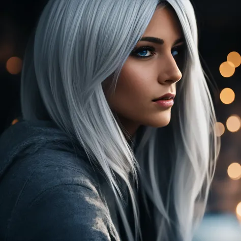 White hair, girl, profile image, Blue eyes --auto