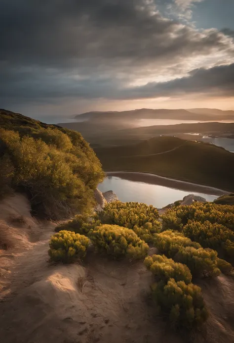 "Imagine a serene coastal scene during the golden hour, wo Meer und Himmel in einer atemberaubenden Umarmung verschmelzen. Dieses Bild wurde mit einer Canon EOS R5 aufgenommen, Ausgestattet mit einem 70-200mm F/2.8 Linsen, to create a high-resolution compo...