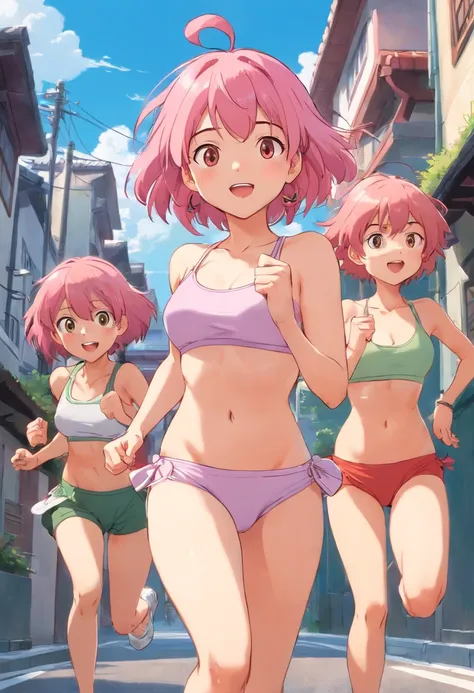 college aged　Osaka team　Jogging　journalist　The bikini　Naughty Poses　cute little　tits out　friendly　Pink hair