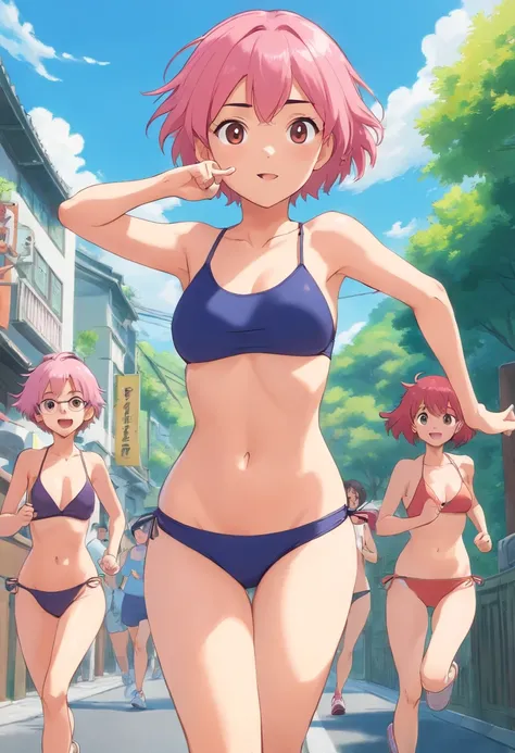 college aged　Osaka team　Jogging　journalist　The bikini　Naughty Poses　cute little　tits out　friendly　Pink hair