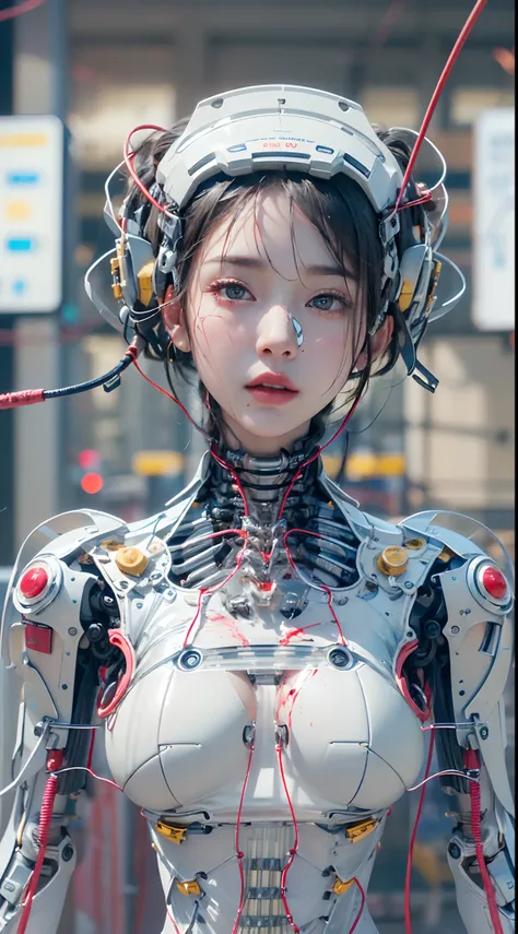 (((Masterpiece))), (((Best quality))), ((Ultra-detailed)), (Highly detailed CG illustration), ((An extremely delicate and beautiful)),(cute delicate face),Cinematic light,((1机械女孩)),Solo,full bodyesbian,(machine made joints:1.4),((Mechanical limb)),(blood v...