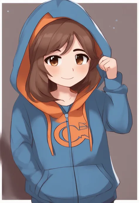 a cartoon girl in a blue hoodie with a brown hair, jaidenanimations, cel shaded!!!, wearing a blue hoodie, unknown artstyle, madeline from celeste, anime moe artstyle, in a hoodie, cartoonish cute, female protagonist 👀 :8, [ digital art ]!!, coloured in bl...