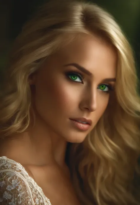 Blond, woman, green eyes, sexy, lingerie, ultra realistic