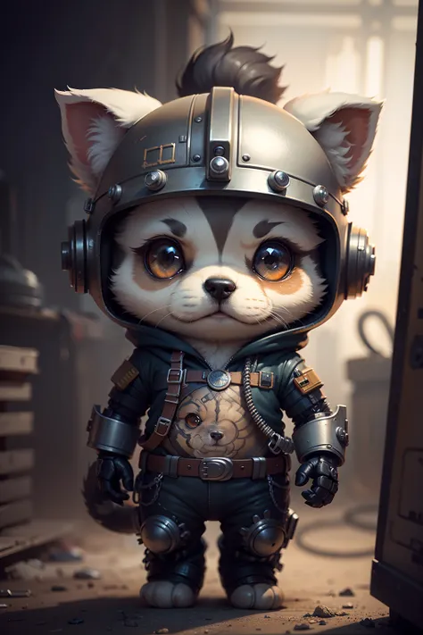 A cute puppy made of metal, robot, Cyberpunk Style, ((Intricate details)), hdr, ((Intricate details, Super detailed)), Cinematic shots, vignettes