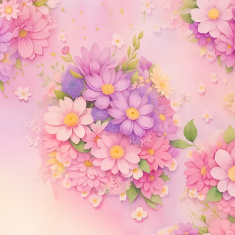 fundo floral roxo em aquarela, Watercolor illustration, cores claras, pastel hues