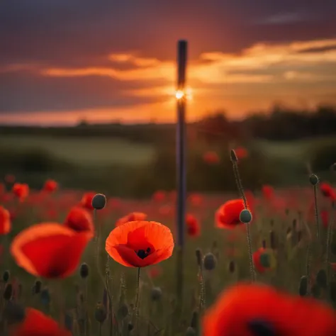 Poppy,pole,Sunset ,soldier,