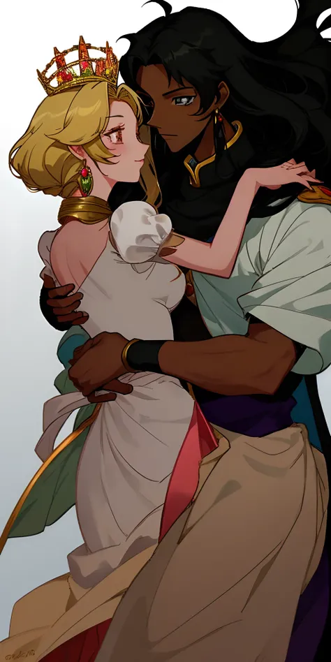 black dark skinned prince and princess anime drawing