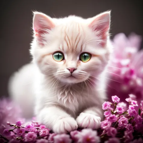 Russian kitten、([tailed | Detailed wire]: 1.3)、(intricate detailes)、HDR、(intricate detailes、Hyper-detailing:1.4)、4k texture、Soft Cinematic Lights、photolab、HDR、with an intricate、elegent、cinematic shot、vignettes、centering、Facing the front、Pink coat、The whole...