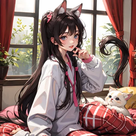 adorable visage, nekogirl, cute outfit, in room,