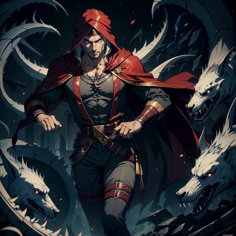 Castlevania, Le Seigneur des Ombres, Bel arabe, Man with Arab muscular face , Turban marocain, Legendary Face, Hyper Realistic Feroce, super detailed, Marocain, Beau seigneur arabe, muscle, Dracula, Diriger les troupes de Djinns, The Army in Combat, War of...