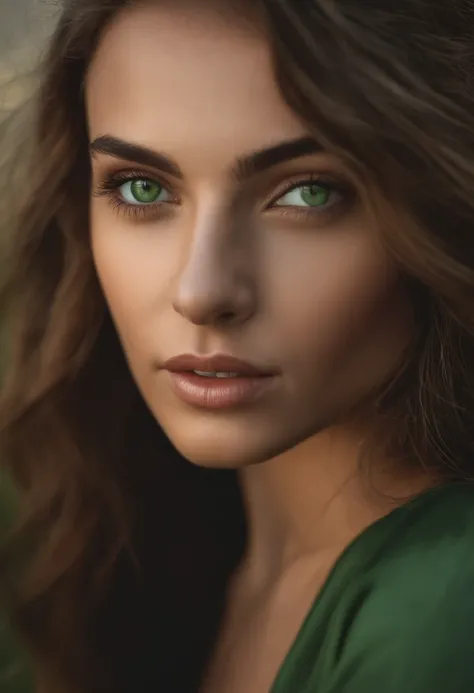 Arafed woman completely , fille aux yeux vert, ultra realist, Meticulously detailed, cheveux brun et yeux vert , selfie of a young woman , sans maquillage, maquillage naturel, looking straight at camera