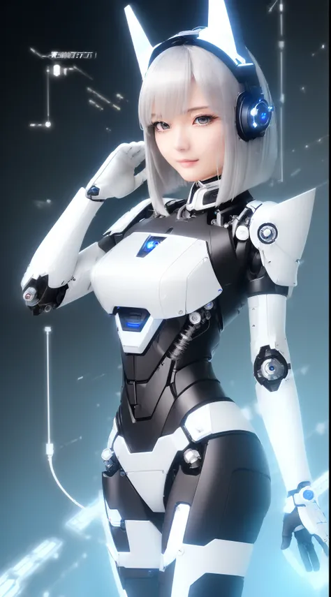 ((masutepiece)), ((top-quality), high quarity、ultra-definition, Realistic,  (Ultra-fine face)、fulcolor 、scientific fiction、Beautiful robot police woman、((Cyberpolis))、((Mechanical joints))、Machine body、((machine components))、Actuator Joints、White porcelain...