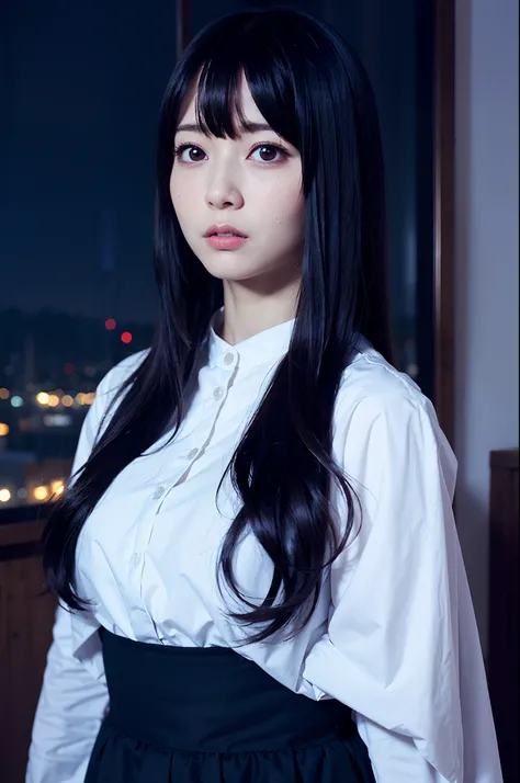 One Woman,Cosplay,Cute face,Big eyes,upward-eyed,Semi-long hair,Indoor,Night,Dark room,masutepiece, extremely fine and beautiful,Photorealistic,boyish,Japanese