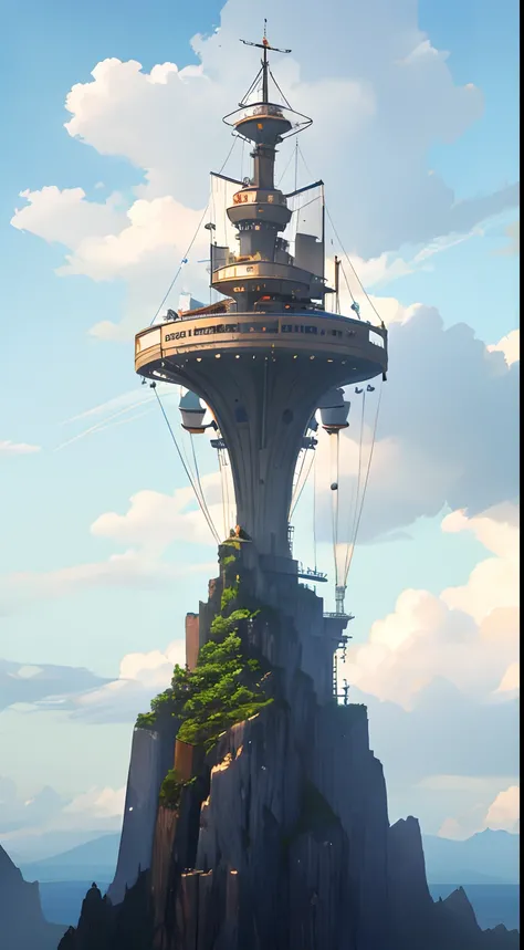 Many islands are suspended in the air with many small airships flying around, cities, fantasy, magical plants growing, extreme details, realistic light, epic composition, (complex details), (complex design, ultra-details :1.2), Art Station, (Masterpiece, B...