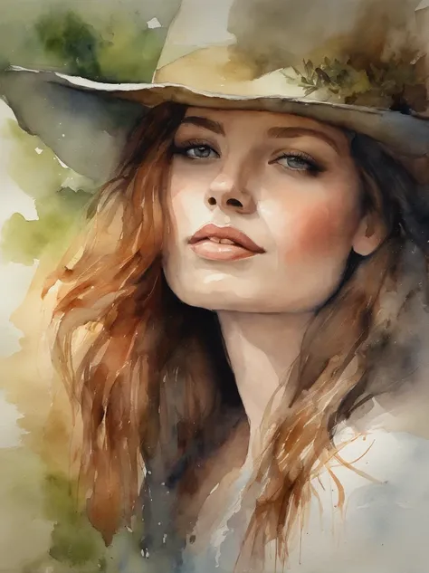 Watercolor Painting of a beautiful girl : : Trending on Artstation: : The simple composition creates a sense of order and harmony. The painting captures the spiritual qualities of the natural world. --uplight --ar 9:16