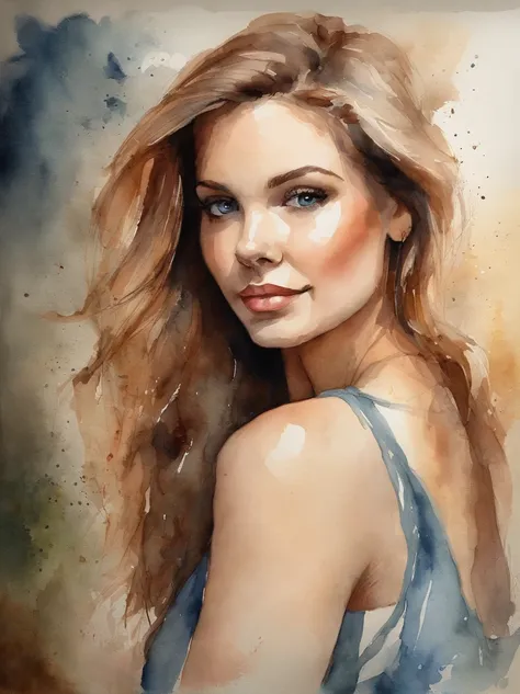 Watercolor Painting of a beautiful girl : : Trending on Artstation: : The simple composition creates a sense of order and harmony. The painting captures the spiritual qualities of the natural world. --uplight --ar 9:16