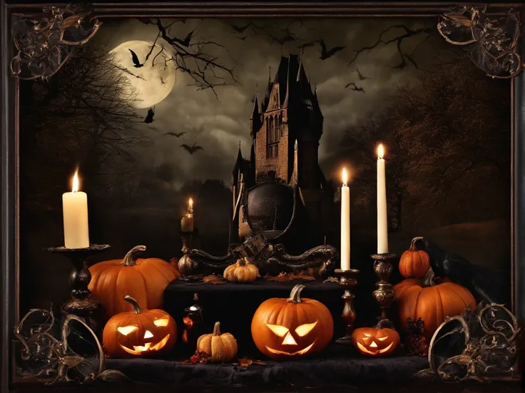 Gothic Halloween Collage Wall Art Style Vintage Dark Academy