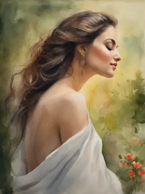 Watercolor Painting of a beautiful girl : : Trending on Artstation: : The simple composition creates a sense of order and harmony. The painting captures the spiritual qualities of the natural world. --uplight --ar 9:16