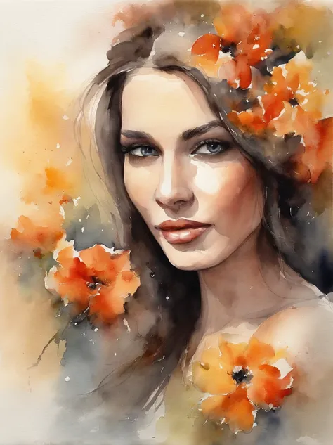 Watercolor Painting of a beautiful girl : : Trending on Artstation: : The simple composition creates a sense of order and harmony. The painting captures the spiritual qualities of the natural world. --uplight --ar 9:16