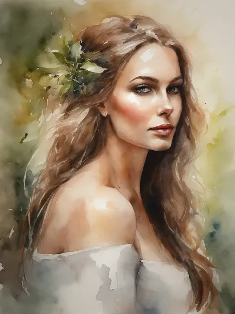 Watercolor Painting of a beautiful girl : : Trending on Artstation: : The simple composition creates a sense of order and harmony. The painting captures the spiritual qualities of the natural world. --uplight --ar 9:16