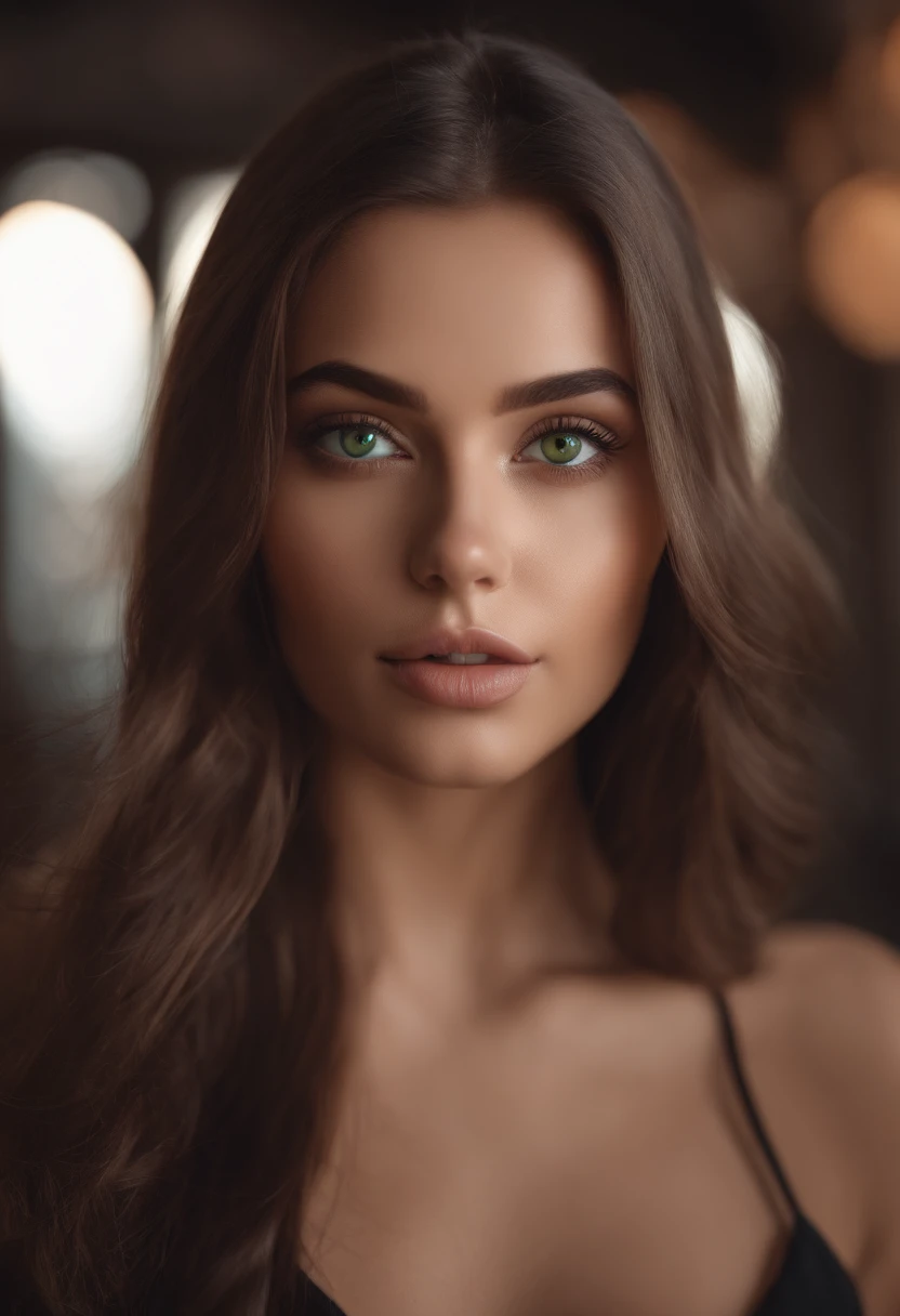 arafed woman fully , sexy girl with green eyes, ultra realistic, meticulously detailed, portrait sophie mudd, brown hair and large eyes, selfie of a young woman, dubai eyes, violet myers, without makeup, natural makeup, up close looking directly at the cam...