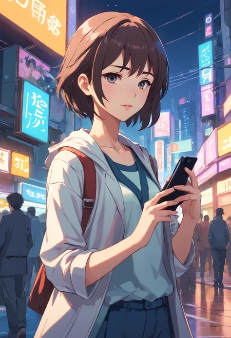 ((Beautiful girl with mobile phone in hand)) 4k 8k:: realistisch::4 Cyberpunk::1 --v 4 --quality 2