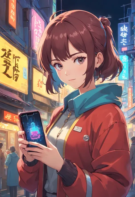 ((Beautiful girl with mobile phone in hand)) 4k 8k:: realistisch::4 Cyberpunk::1 --v 4 --quality 2