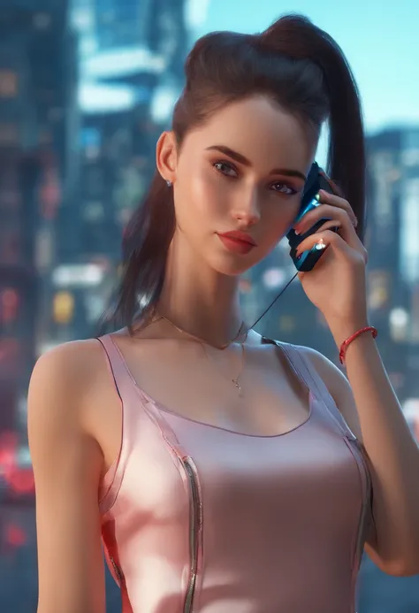 ((Beautiful girl with mobile phone in hand)) 4k 8k:: realistisch::4 Cyberpunk::1 --v 4 --quality 2