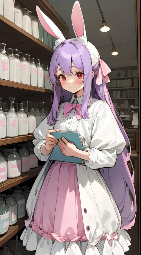 (masterpiece, best quality) detailed, 1Character , blue archive art style ,  pastel washed out colors , cell shade , soft, muted shades ,gentle colors ,

In a cute little shop , lots of shelves, neatly stocked , cozy atmosphere, wearing a cute puffy skirt ...